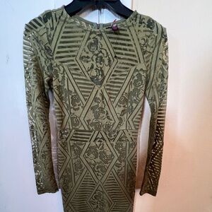 Material Girl NWT olive green dress. Fitted pencil skirt, size XS.